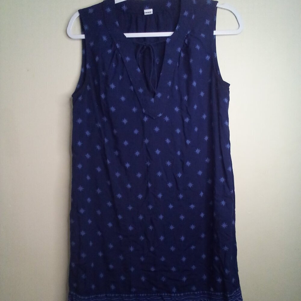 Old Navy Dress Women S Sleeveless V-Neck Pattern Blue